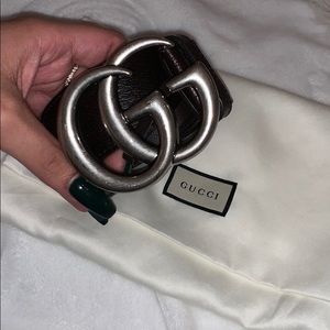 Leather Gucci belt with Double G buckle